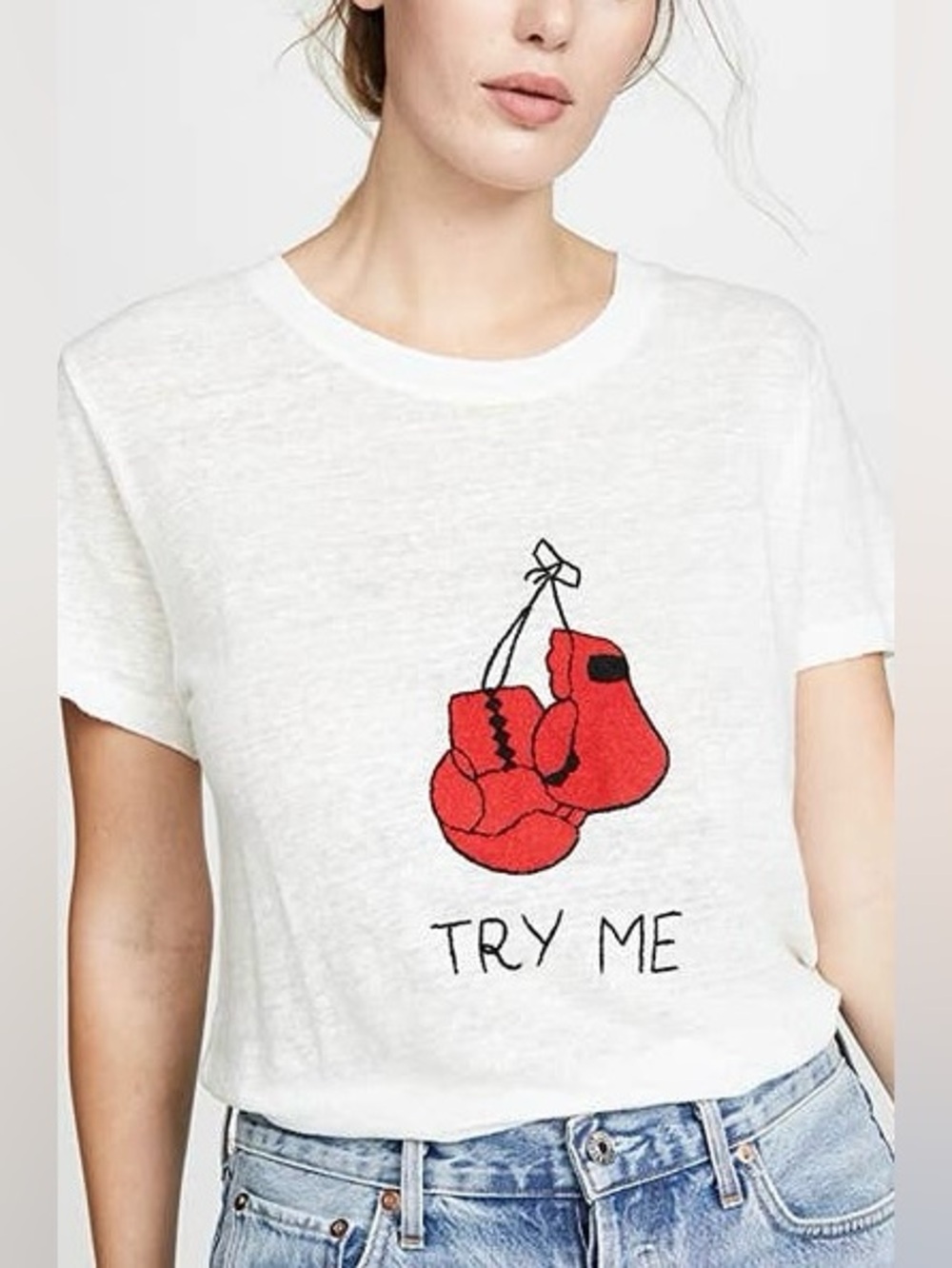 Banner Day Try Me Linen T-Shirt | XS